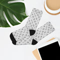 Floral Sketch Recycled Poly Socks — Eco-Friendly Black & White Flower Crew Socks